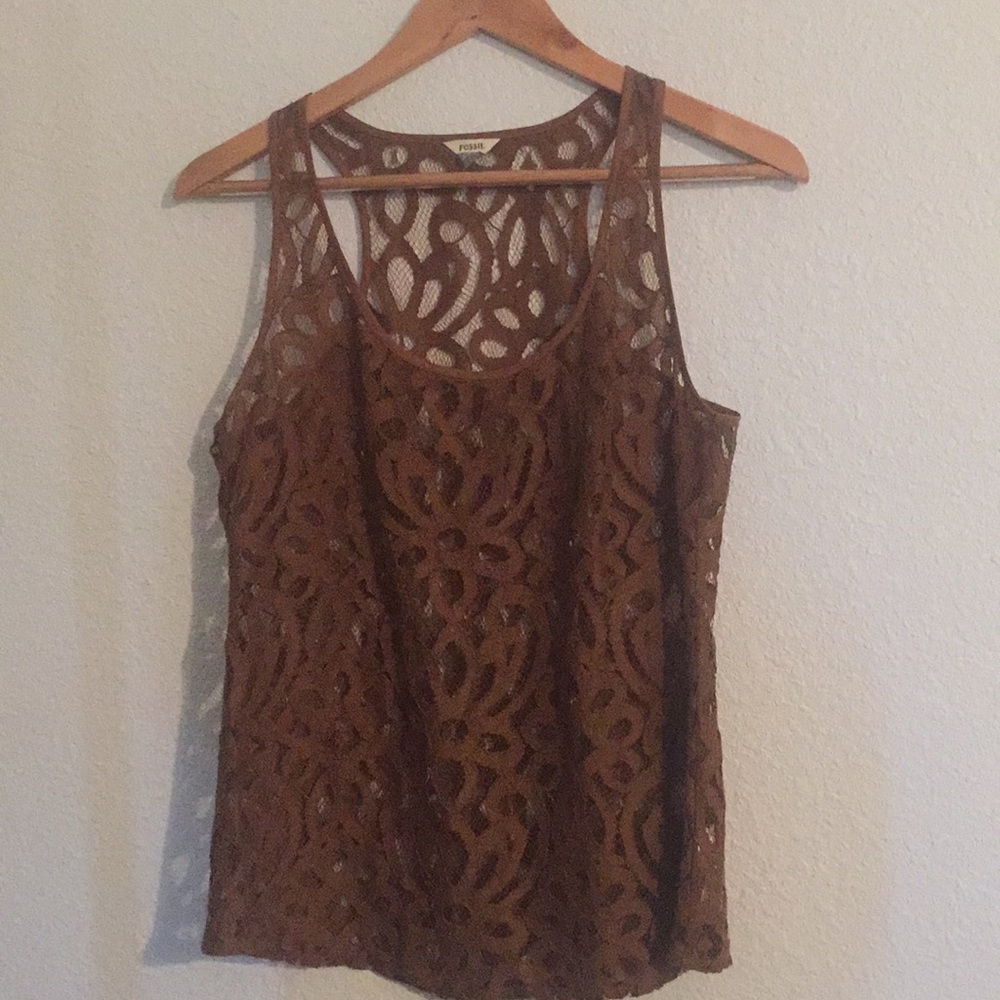 Fossil lace see through tank